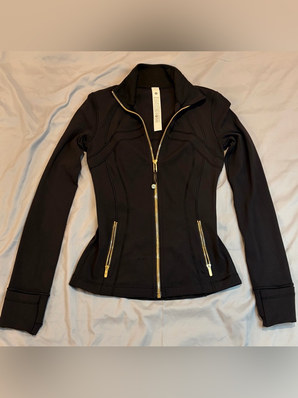 lululemon athletica Black Bomber Jacket with Gold Zippers